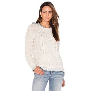 Cream knit sweater with hood, never worn.